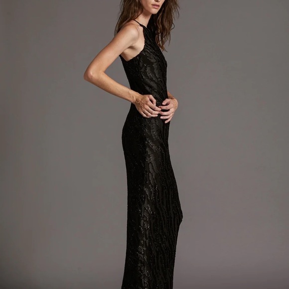 NWT Halston CLIP JACQUARD GOWN - Picture 3 of 13